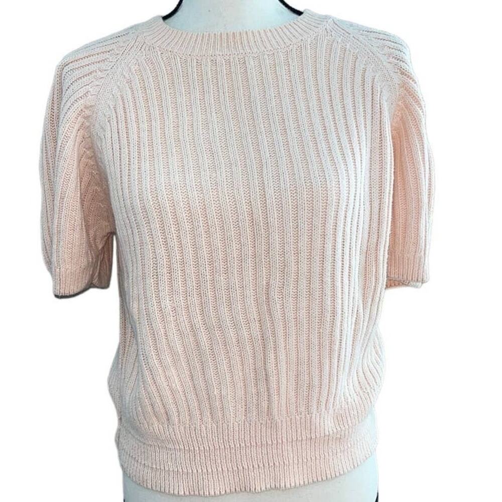 Vintage Light Pink Short Sleeve Cottage Core Sweater-M